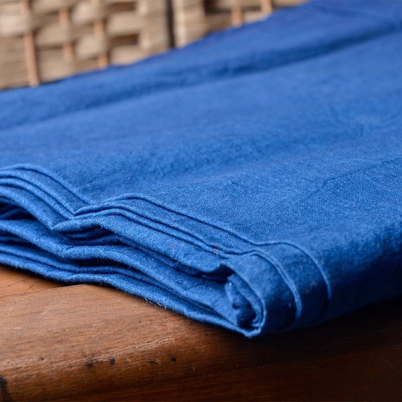 丹凤:江南传统纯手no工植物印染素色布料蓝印花布蜡染布靛蓝色