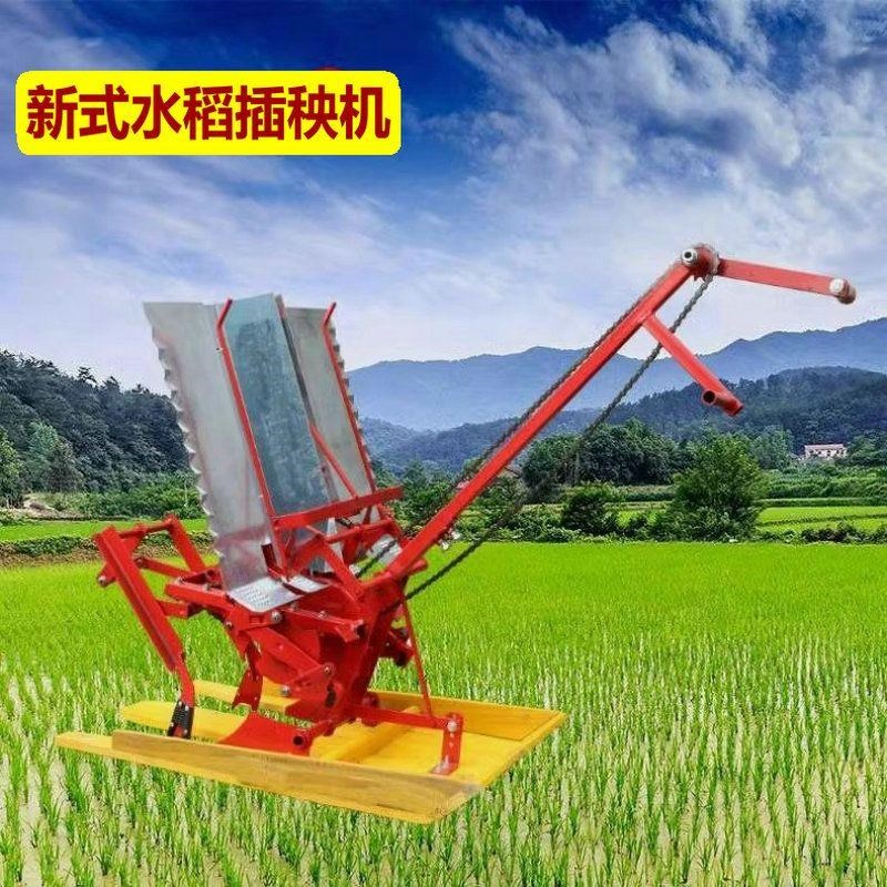 新款手摇式f两行插秧机水稻插禾机步退式栽秧机小型水稻种植机