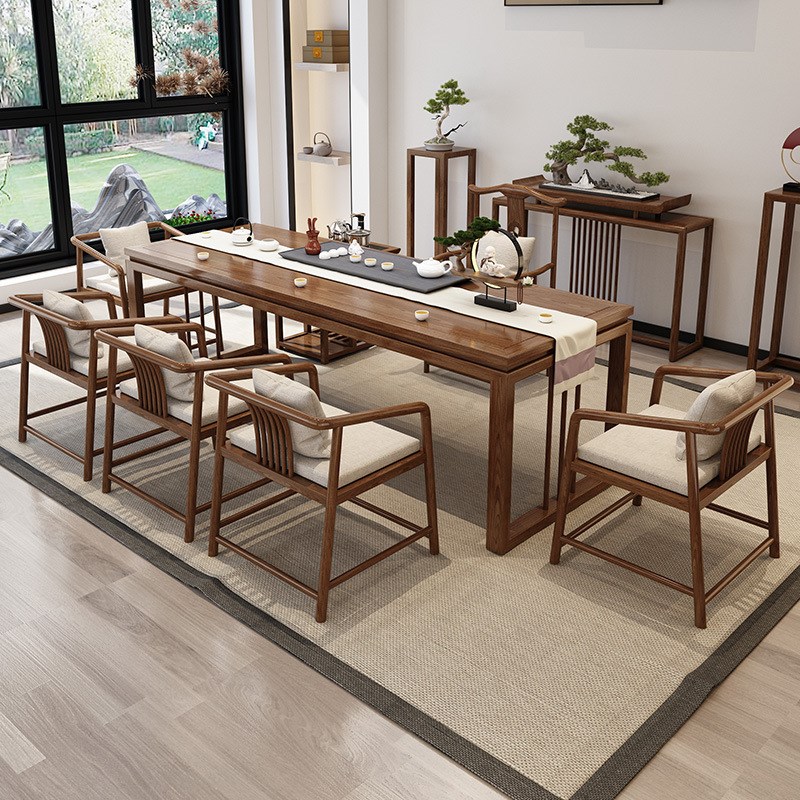 新中式实木茶桌椅组合家用小x户型泡茶桌多人休闲茶室会客洽谈茶