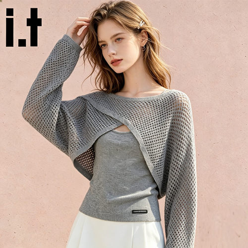 i.t镂空针织衫上衣两件套女