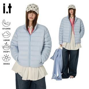 it GROUNDZERO轻薄款排骨羽绒服男女款冬季2025新款外套短款立领