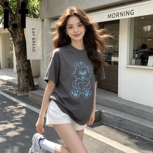 i.t卡通印花T恤女夏季纯棉短袖