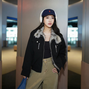 it GROUNDZERO 美式复古宽松绒毛设计感座山雕夹克羽绒服外套男女