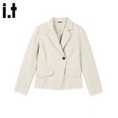 GROUNDZERO 秋季 高级感开衫 毛边西装 外套女宽松休闲小众上衣潮