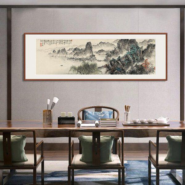 借问西湖新中式客厅装饰画丝绸国画办公室书房茶室山水画风景挂画