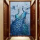 8d入户玄关孔雀墙布过道壁画18d立体麋鹿浮雕壁纸走廊背景墙壁布