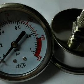 zyia 轴向带支架不锈钢无油压力表 yt-60z  0-1mpa 150psi zg1/4