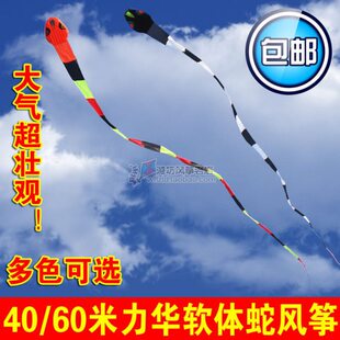大型软体风筝好飞 40米60米无骨架长蛇 潍坊软体风筝老店低价包邮
