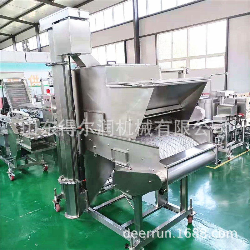 糯米糍粑上浆裹糠机炸年糕串上糠机型号齐全500kg/h操作简单
