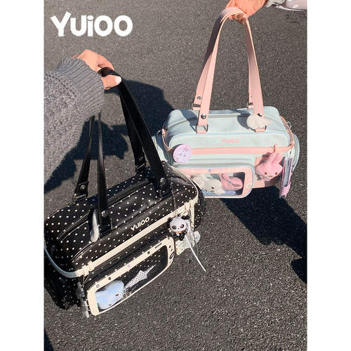 Yuioo波点痛包斜挎手提娃包追星