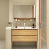 105公分洗脸洗手台盆柜陶瓷一体盆原木色新品 浴室柜