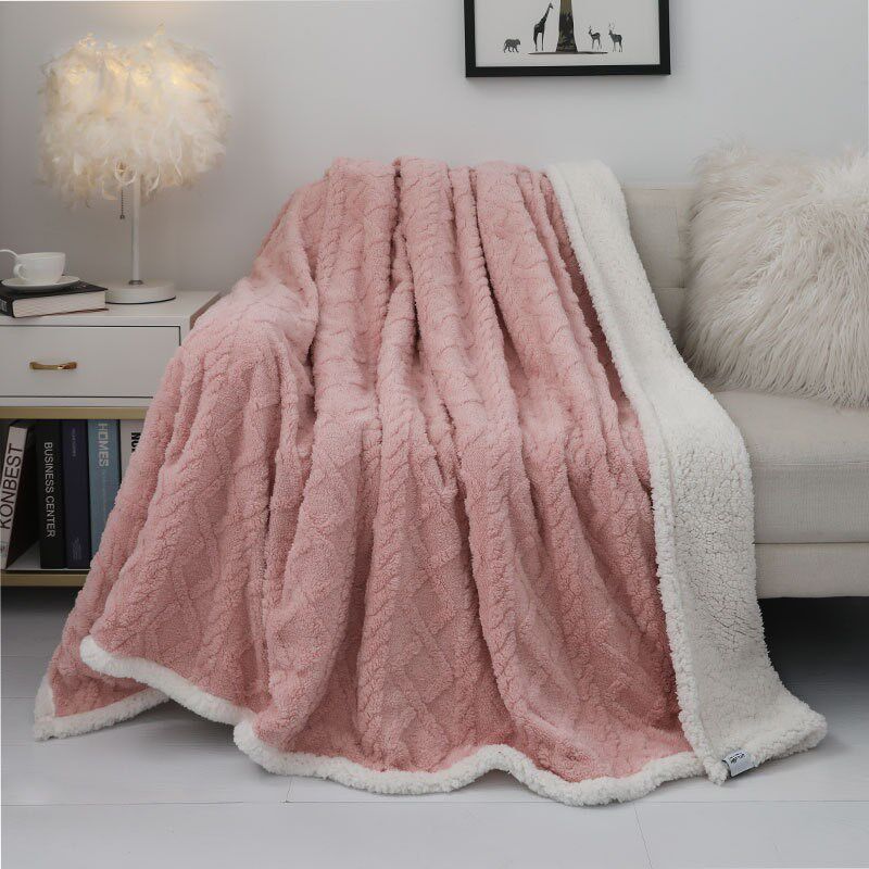 网红带货塔芙绒毛毯提花舒棉绒双层加厚毯子秋冬季节沙发盖毯