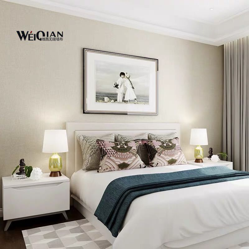 亚麻墙布现代简约无缝墙布素色纯卧室客厅电视背景墙壁布