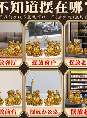 铜貔貅摆件招财聚财纯铜公母一对客厅店铺N办公室丘貔开业礼品
