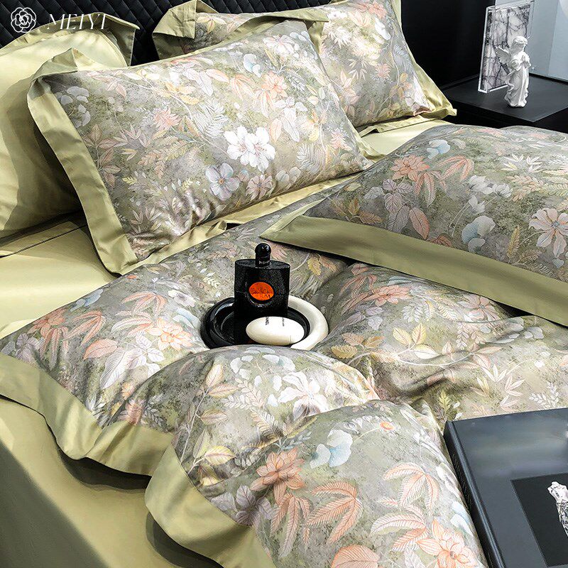 美式田园风100S全棉床单四件套纯棉被套印花小清新长绒棉床上用品