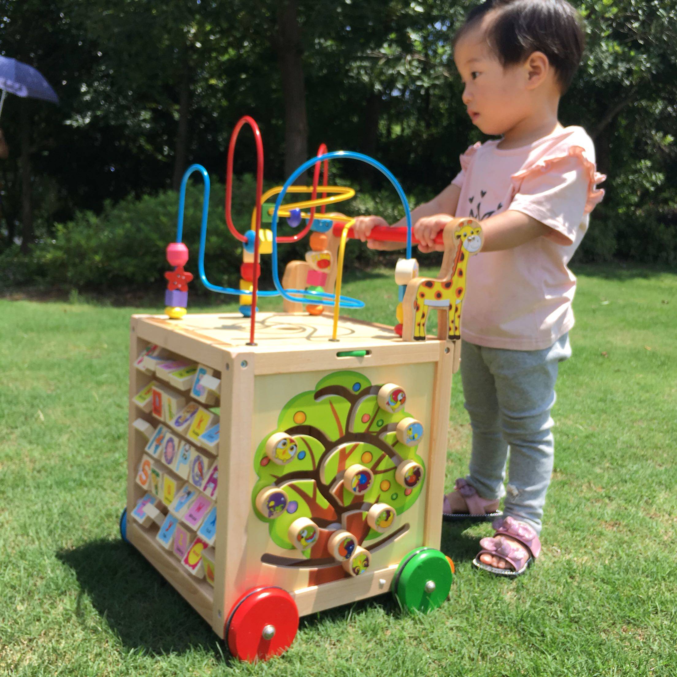 婴儿学步车宝宝木制手推车百宝箱防侧翻儿童多功能玩具车8-24个月,玩具/童车/益智/积木/模型,手推学步玩具,淘宝优惠券,粉丝福利购,淘宝优惠卷