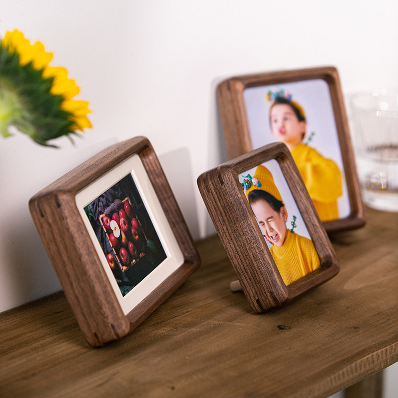 高级感实木相框3寸2宝宝简约迷你小相框情侣摆台洗照片打印加相框