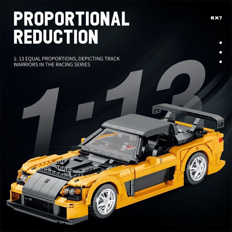 臻砖Reobrix11029超跑RX7赛车积木模型益智拼装摆件男孩礼物玩具