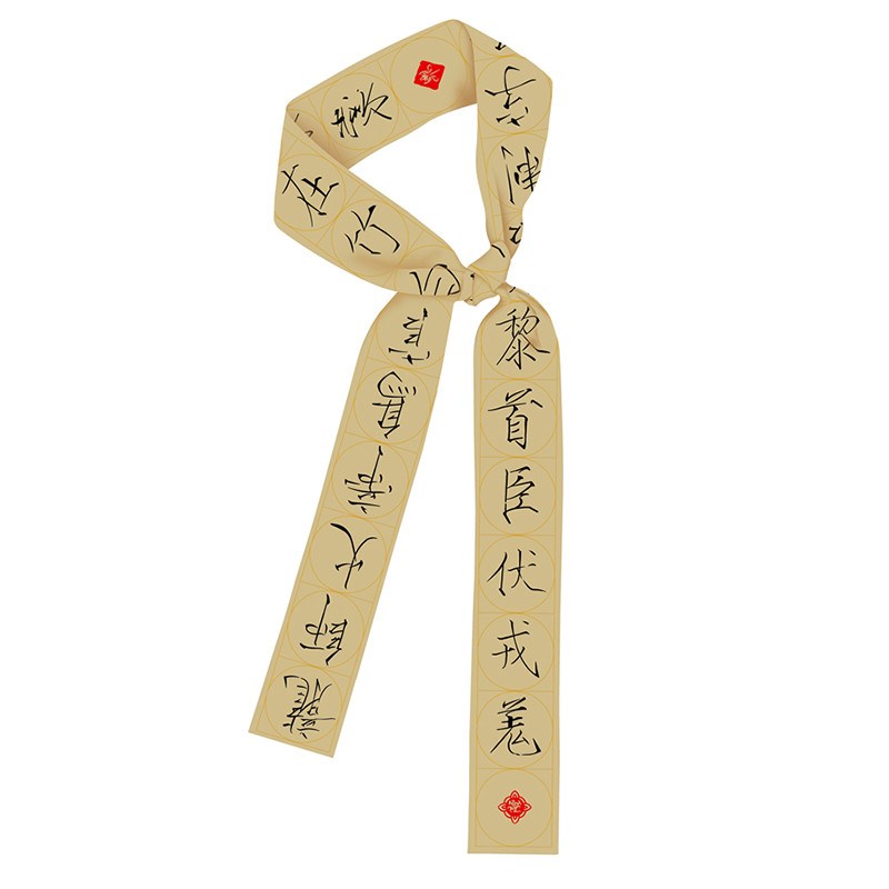 千里江山图小长条细窄丝巾女扎头发飘带绑包绳丝带带脖子装饰新款