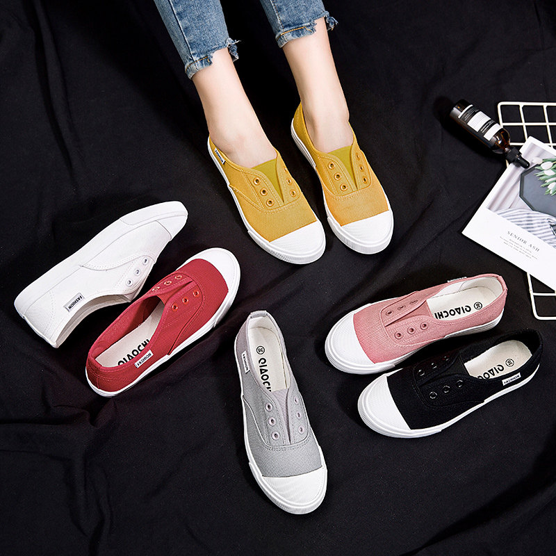 2021夏季一脚蹬懒人鞋子百搭浅口帆布鞋女情侣平底小白鞋学生单鞋,女鞋,帆布鞋,淘宝优惠券,粉丝福利购,淘宝优惠卷