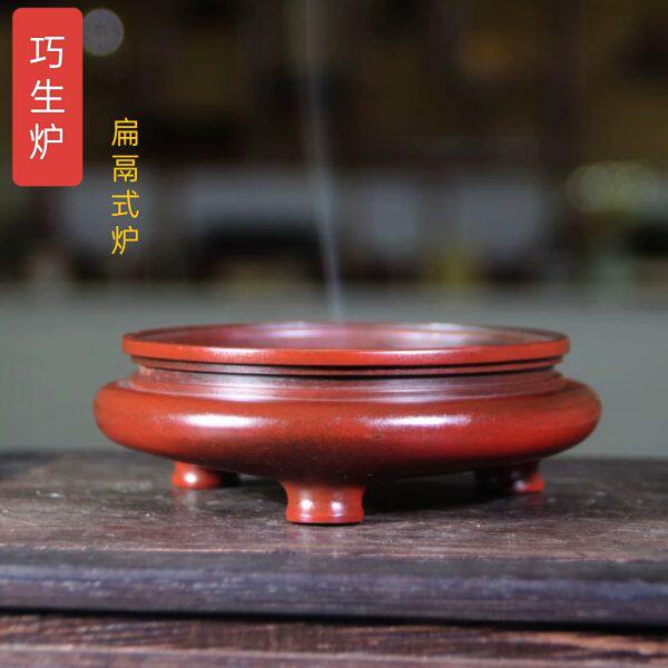 陈巧生制大红袍扁腹鬲炉苏工巧生纯手工湿蜡法浇筑工艺宣德炉