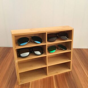 美意达 16款竹木眼镜收纳台 柜台眼镜展示格子 橱窗陈列道具 复古