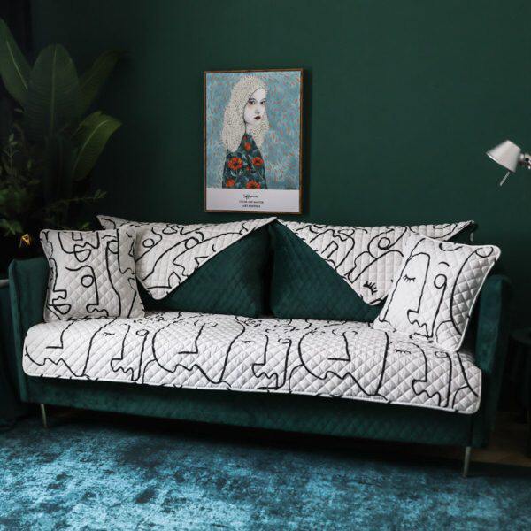 雨朵 北欧个性抽象简约全棉沙发垫布艺防滑四季通用沙发套靠背巾