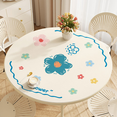 客厅茶几桌垫防烫免洗圆形餐桌桌布圆桌台L布防水防油台面保护垫