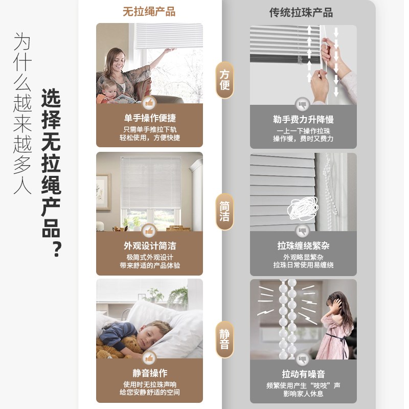 无绳免打孔铝百叶窗帘防水卫生间厨房浴室办公室窗户遮光升降卷帘