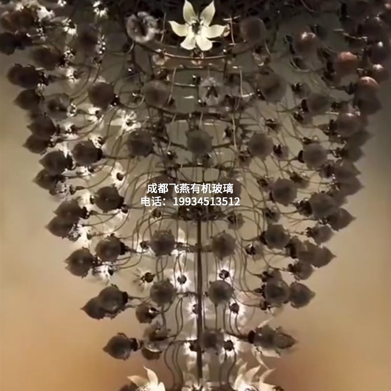 动态开合花亚克力现代大吊灯酒店大堂展厅定制艺术机械花灯具