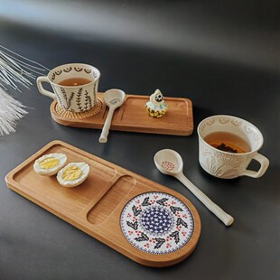 实木分格托d盘下午茶盘子杯子摆盘点心甜品小茶盘一人用简约餐盘