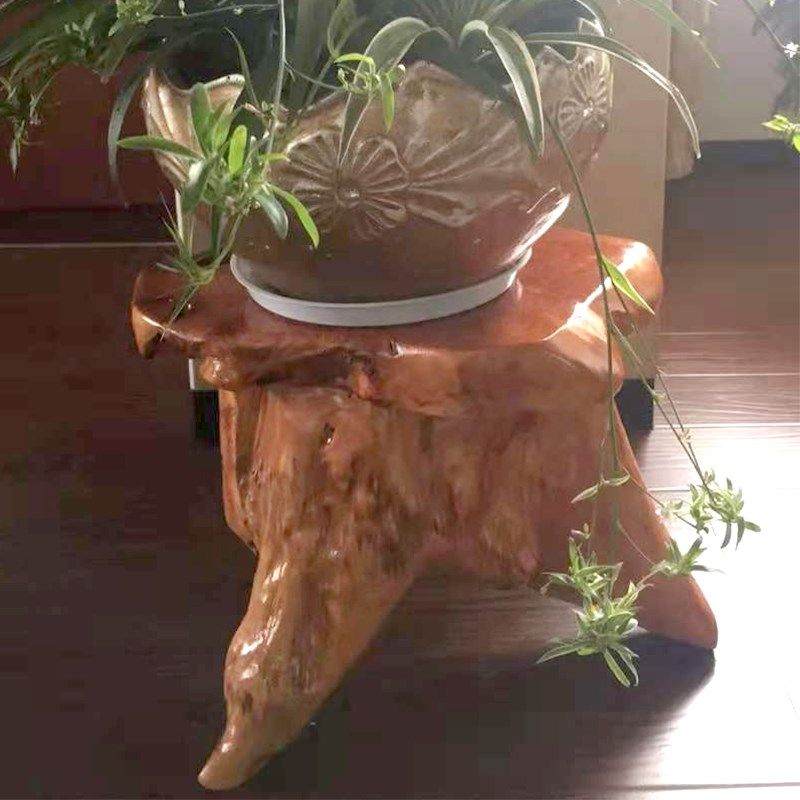 根雕花架底座原木茶台坐凳实木树根茶几底座树桩S家用实木墩子凳图片