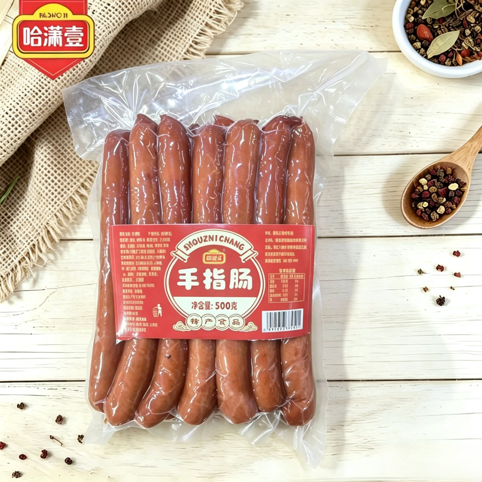 哈潇壹手指肠哈尔滨特产纯肉香肠休闲食品东北特产传统工艺下饭菜