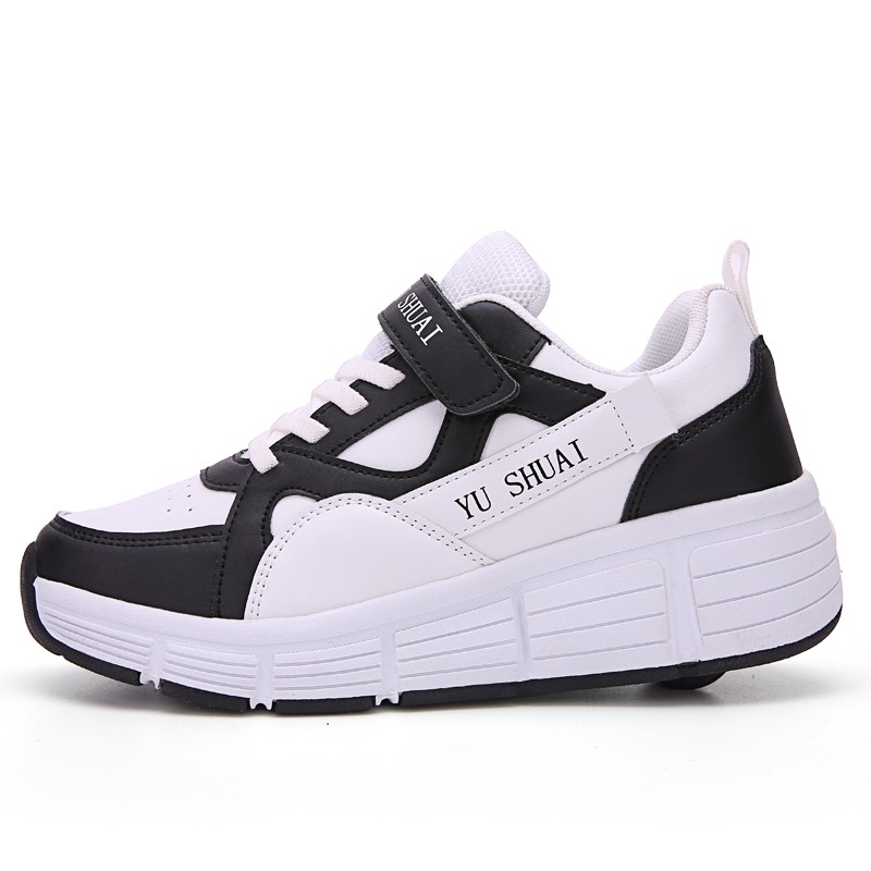 女童暴走鞋单轮隐形学生爆走鞋男儿童双轮变M形滑轮鞋成人带轮子