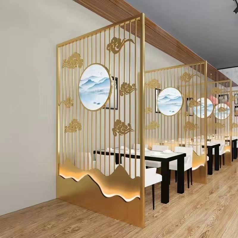 现代屏风定制餐厅火锅店装饰包间新中式卡座隔断简约玄关隔断屏风