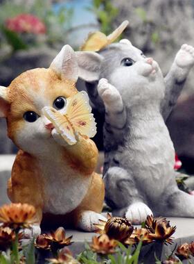 幼儿园草阳外台花爱园装饰庭院布置可坪猫咪摆件UOR太阳能灯户创