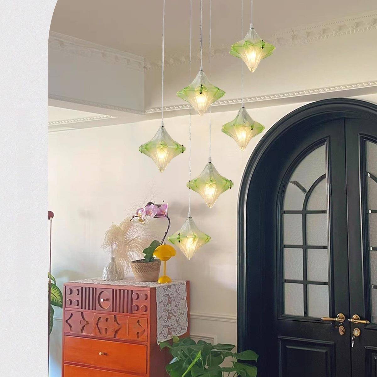 法3864式奶油客厅风大复厅主灯式挑楼梯灯空中古风创意星星餐厅吊