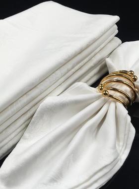 巾纯白色XIM全口布彩条酒店西棉餐餐布抛光擦杯吸不掉毛水折花净