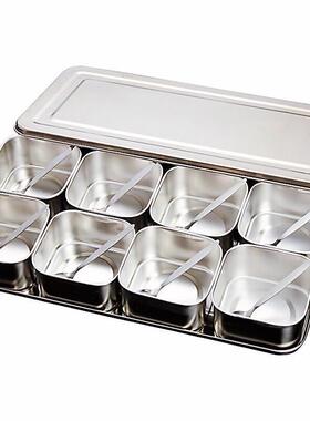 不锈NNQ钢日式味装盒套调味罐佐留样料盒盖6格8格带调料盒料缸