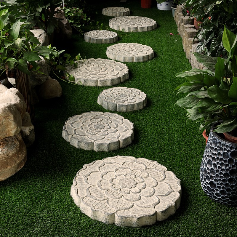 踏步石室外庭院花园脚踏石莲花汀步石中式户外草坪V装饰铺路石地