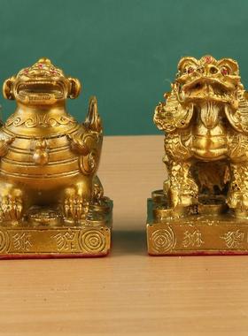 貅铜方底貔貅摆353件一对角双角铜貔摆件公母貔貅单对一家居摆件
