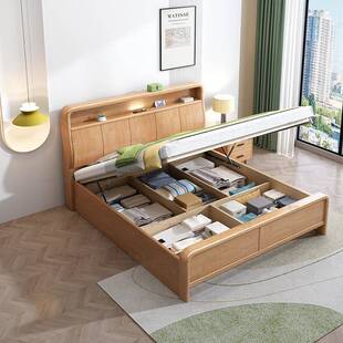 2305 代简约实木多软功能储物双人床高箱现气压抽床屉大靠主卧婚