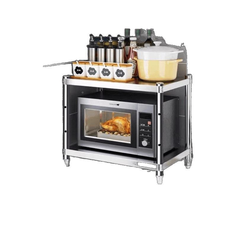 50高两层房地不锈落置物架厂家直供微波炉钢烤箱锅盖碗调料台面架