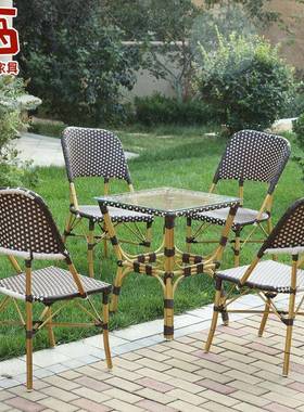 家户外家休闲QQB具藤条椅组合阳台厂庭院外桌手编藤椅