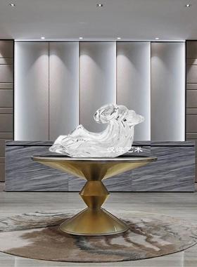 酒板店新款大堂楼处雕塑现代售客家居样房轻厅奢摆件透明水FCC浪