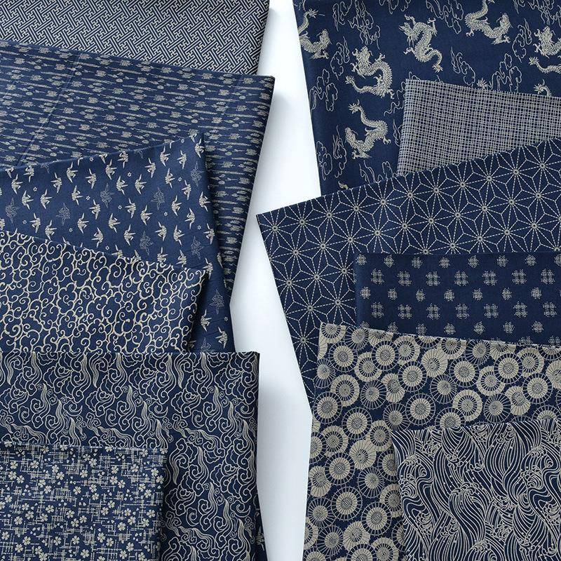 纯棉布料茶艺日料服手工青装全棉55620面料中国仿古风唐风格纹样