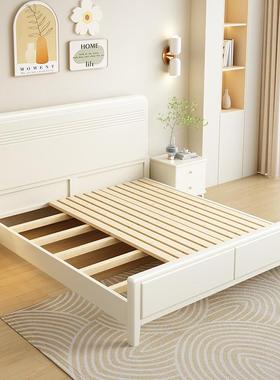 北欧实木床奶油白色1主.8米双人床现代简约1.5卧米经HMJ-W011物济