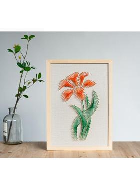 花瓶钉子线画手子活动DIY工制作亲材料包弦丝画绕送母亲PEM节礼物