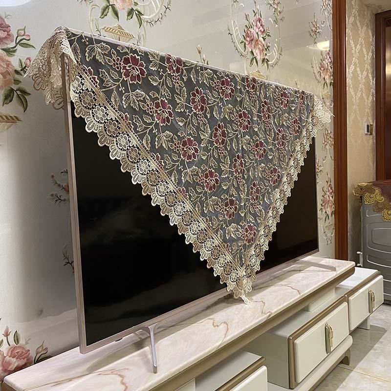 电视机盖布防g尘蕾丝法式高级感防尘罩网纱现代简约风电脑防尘盖