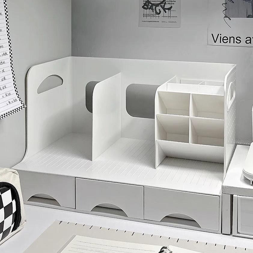 宿舍抽屉式二合收学纳盒桌面ins一风生文具厂家直供公书立办桌全